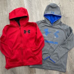 Bundle Under Armour Red and Gray Sweatshirts Athletic Hoodies
